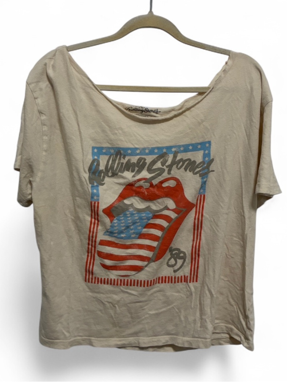 the Rolling Stones Cream Short Sleeve Cut Off Neckline Short Sleeve Tee Shirt